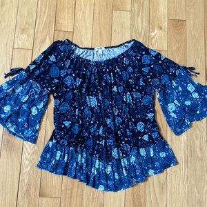 Style & Co Boho Blue Floral Knit Top